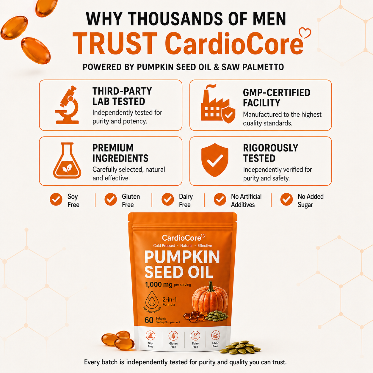 CardioCore® Pumpkin Seed Oil + Saw Palmetto Softgels